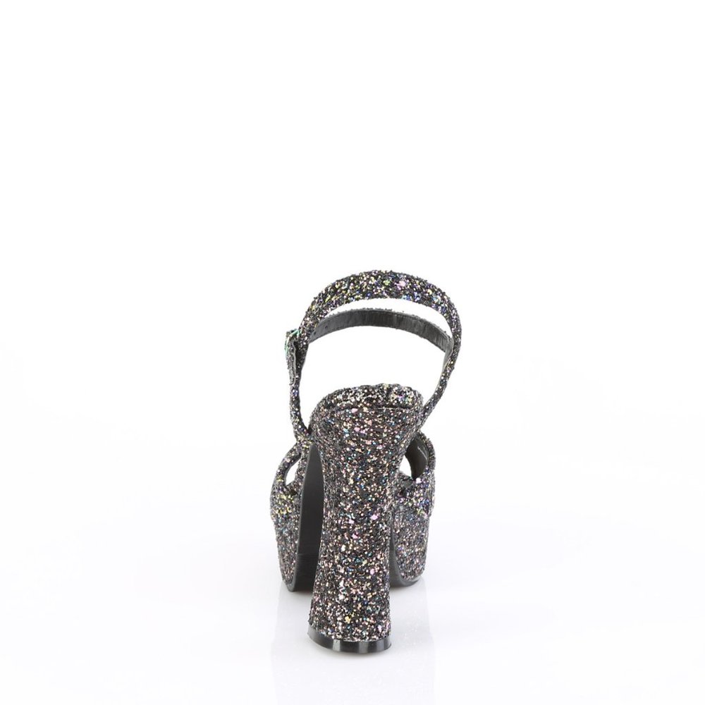 Demonia Dolly 09 Black Platform Sandals with Glitter - Picture 3 of 5
